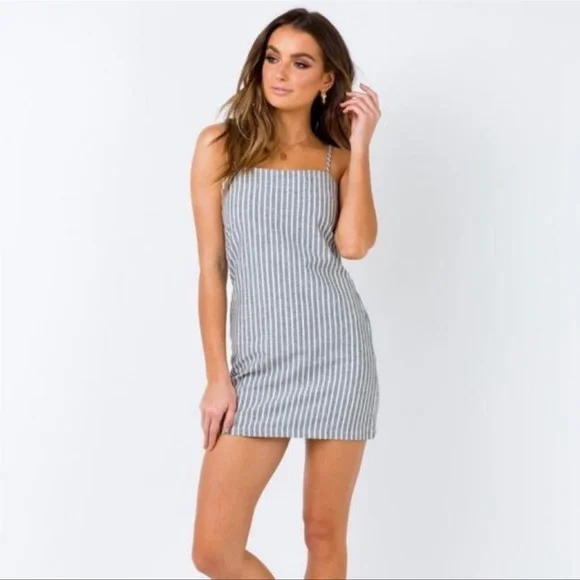 open lace back dress Karreey Mini Dress Grey main image 1